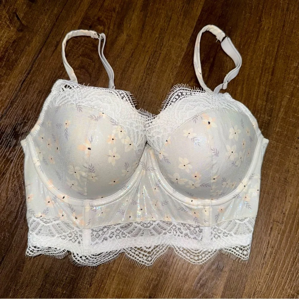 Victorias Secret Like New Dream Angels Lined Demi Longline Shimmer Bra